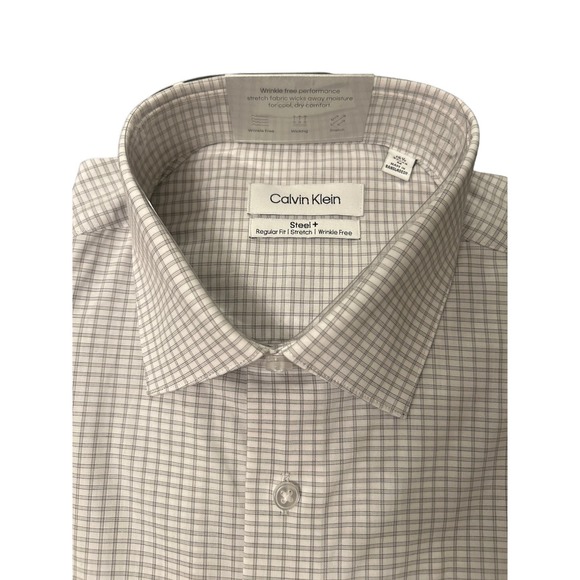 CALVIN KLEIN Men's Steel Regular Stretch Wrinkle-Free Dress Shirt - Size M m1614 - Picture 2 of 6